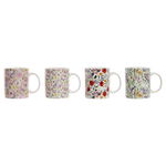 Cană tip Halbă DKD Home Decor Porțelan Multicolor Květiny Shabby Chic (320 ml) (4 Unități), DKD Home Decor