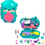 Set de joaca cu 2 papusi si 12 accesorii Polly Pocket, Otter Aquarium, HCG16, Polly Pocket