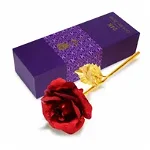 Trandafir suflat cu aur 24K ,Rosu , cutie eleganta , cadou deosebit., OEM