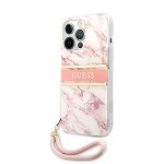 Husa telefon Guess pentru iPhone 13 Pro, Marble Strap, Plastic, Roz
