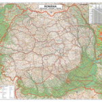 Harta plastifiata, Romania rutiera, 160 x 120cm, baghete lemn, STIEFEL