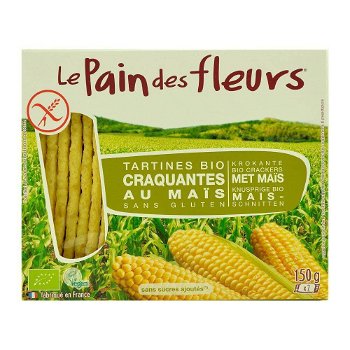 Turte crocante Le Pain des Fleurs cu porumb si orez fara gluten, bio, 150g, Le Pain des Fleurs