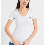 GUESS, Tricou slim fit cu decolteu in V, Mint