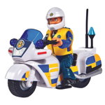 Motocicleta Simba Fireman Sam Police cu Figurina Malcolm si Accesorii, Simba