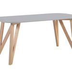 Masă dining stil scandinav Eysen 200x90x76 cm, stejar/MDF, gri, Design Fever