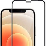 Folie Protectie Sticla Securizata Full Body 3D Zmeurino pentru Apple iPhone 12, iPhone 12 Pro (Transparent/Negru)