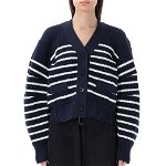 Sacai Striped cable-knit cardigan Blue