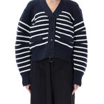 Sacai Striped cable-knit cardigan Blue