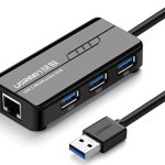 Adaptor placa de retea Ugreen 20265, USB 3.0 (T), port RJ-45, USB 3.0, LED, negru