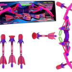 LeanToys Arcade Joc Trage cu arc pentru copii Fluier cu săgeți strălucitoare roz, LeanToys