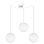 Suspensie globulara cu 3 lumini, Sotto Luce Tsuki, sticla opalina mata/alba, cablu textil alb de 1,5 m, 3 x E27 diam. 20 cm
