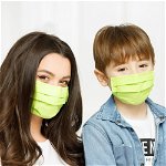 Set 7 masti de protectie reutilizabile pentru Mama si copil din bumbac verde lime