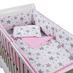 Set lenjerie 7 piese din bumbac cu huse detasabile Kidizi Pink Stars, Kidizi