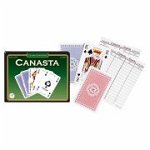 Set 2 pachete carti de joc Canasta, cu value points, in cutie verde, 