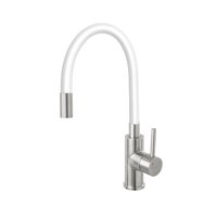 Baterie de bucătărie, Ferro, Zumba Inox, cu pipă flexibilă, alb, BZA4WSS, 