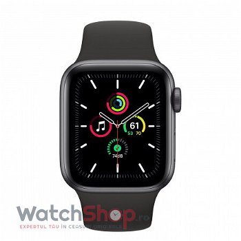 Apple Watch SE, GPS, Carcasa Space Gray Aluminium 40mm, Black Sport Band