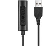 Adaptor audio USB pentru casti Jack 3.5 mm 1.5m negru Sandberg 134-17, Sandberg