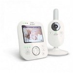 Monitor pentru bebelusi cu camera Philips Avent Monitor pentru bebelusi SCD841 / 26, Raza de actiune 300/50 m, Viziune nocturna, Ecran LCD, Mod sunet, ECO, Alb, Philips