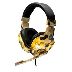 Casti cu micr . Spacer Gaming, cu fir, 2x Jack 3.5mm, USB pentru iluminare, driver 40mm, microfon pe brat, control volum pe casca, reglabile, 2m, camo verde, SPACER