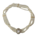 Curea elastica Pearly, catarama metalica decorativa si perle, Crystal Flower, FashionForYou