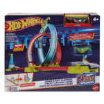 Pista cu masinuta Hot Wheels Neon Speeders Laser Stunt Slamway, Mattel