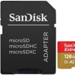 Card de memorie SanDisk Extreme microSDXC, 128 GB, UHS-I, U3 + Adaptor SD