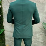 Costum de bărbați, Verde cu nasturi aurii Sacou, Vesta si Pantalon - C4670, 