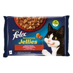 PURINA Felix Sensations, 2 arome (Vită și Pui), pachet mixt, plic hrană umedă pisici, (în aspic), 85g x 4, Felix