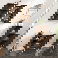 Set 3 Piese mobilier baie, vidaXL, Lemn stejar, Maro