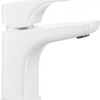 Baterie lavoar alb mat, ventil inclus, Deante Hiacynt 2, Deante