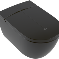 Set vas WC suspendat Villeroy & Boch ViClean-I 100 DirectFlush  CeramicPlus si capac inchidere lenta cu functie bideu electric  Pure Black, Villeroy&Boch