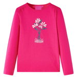 Tricou pentru copii cu mâneci lungi, roz aprins, 140, vidaXL