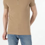 COLIN'S, Tricou slim fit cu fenta cu fermoar, Bej, XS