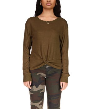 Imbracaminte Femei Sanctuary Knotted Knit Top Olive Oil, Sanctuary