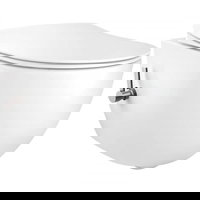 Set vas WC suspendat cu functie de bideu Deante Peonia Zero alb capac inchidere lenta