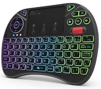 Tastatura SMART Rii X8, QWERTY Wireless, TouchPad, Iluminata RGB, Scroll Mouse, Black