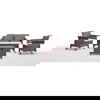 Set mobilier gradina/terasa Venetia, canapea 2 locuri, 2 fotolii, masuta depozitare, astpect ratan, polipropilena, perne incluse, maro, Bica