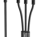 Cablu Borofone BX50 Fresco 3 in 1 USB la Lightning, MicroUSB si Type-c, 2.4A, 1m, Negru