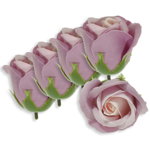 Trandafir din sapun bicolor lila roz pal 5cm cu tija din plastic 5 set, Galeria Creativ