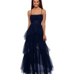 Imbracaminte Femei Betsy Adam Long Corset Tiered Mesh Illusion Gown Navy, Betsy & Adam