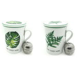 Cană cu filtru pentru infuzii DKD Home Decor Verde Oțel inoxidabil Porțelan (280 ml) (2 pcs), DKD Home Decor