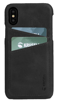 Husa Protectie Spate Krusell Sunne Cover 2 Card Leather Vintage Black pentru Apple iPhone XS