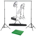 vidaXL Kit studio foto cu set de lumini și fundal, vidaXL
