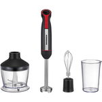 Mixer vertical Heinner HHB-DC1200BKRD, 1200w, motor DC, viteza variabila + turbo, picior blender inox, lame inox, accesorii: tel, tocator (500ml), cana mixat (600ml), negru/rosu