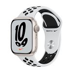 Smartwatch apple watch nike s7 gps, 41mm starlight aluminium case with pure platinum/black nike sport band "mkn33wb/a" (include timbru verde 0.45