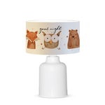 Lampa de masa pentru copii PWL-1099 E27 stil capitonat rosie - alb - gri D24x32cm, Pako World