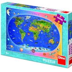 Puzzle XL - Harta Lumii - 300 piese, Dino