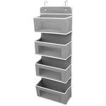 Organizator depozitare usa, Quasar & Co, 4 buzunare, universal, netesut intarit la baza, cu vizor, 96 x 33 x 11 cm, gri