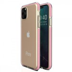 Husa Spate Upzz Spring iPhone 11 Pro ,silicon 1mm ,rezistenta La Socuri ,transparenta Cu Margine Roz Deschis