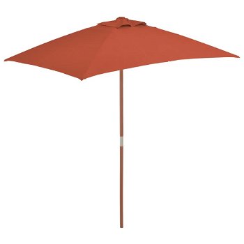 Umbrela de soare de exterior vidaXL, stalp lemn, albastru, 150x200 cm, 3.9 kg